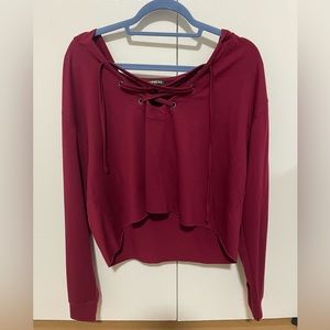 Express Burgundy cross tie sweatshirt Size Medium